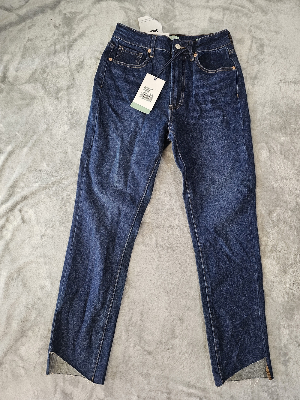 NWT Articles of Society High Rise Straight Jeans Raw Tulip Hem Dark Wash
